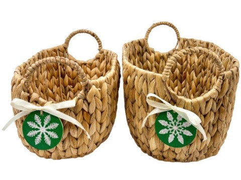 Ultimate Oval Water Hyacinth Havana-Weaving Baskets with Handles
